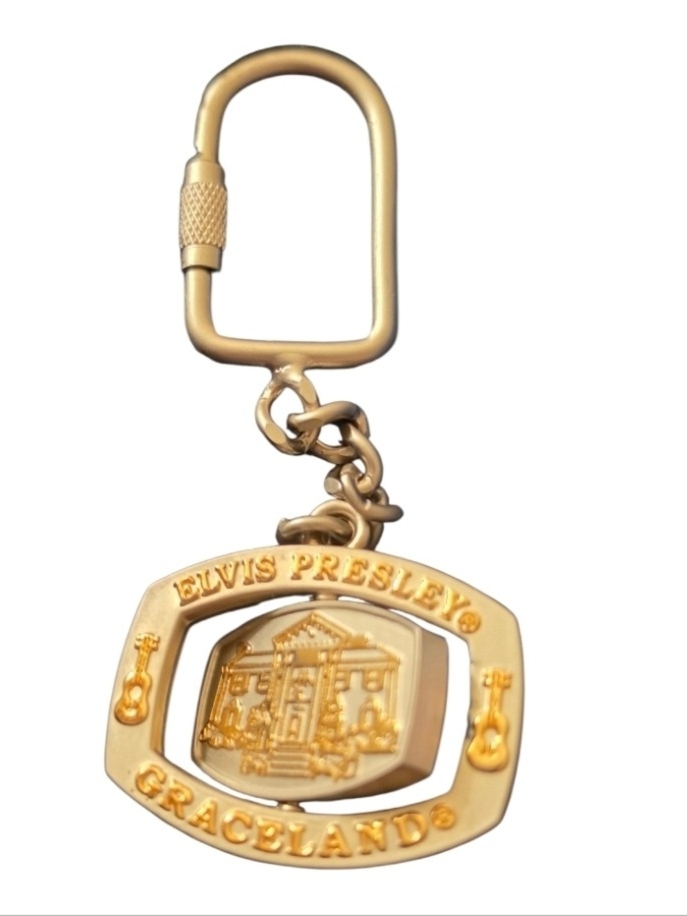 Elvis Presley Graceland Spinning Keychain Metal Sculpted Center Spin KeyTag Fob